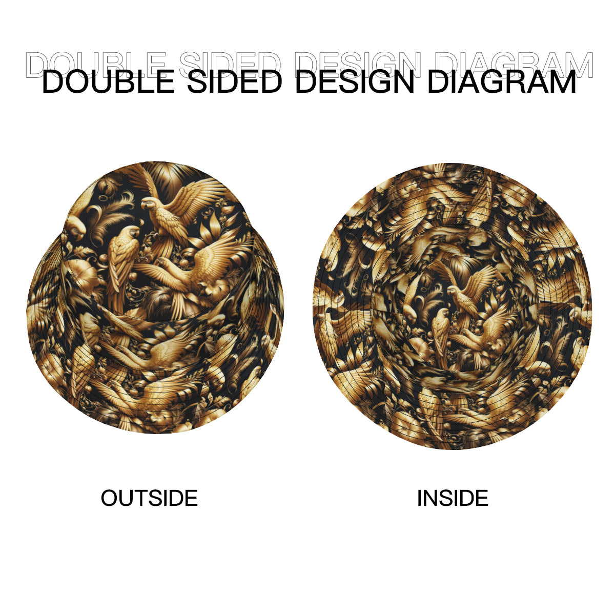 Golden Parrots Double-Sided Unisex Polyester Bucket Hat