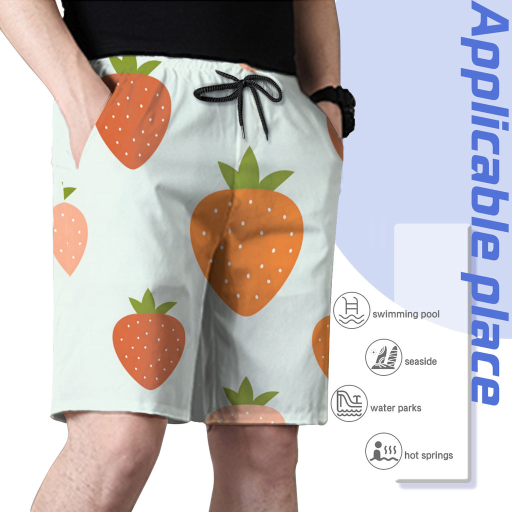 Strawberries Men's Beach Shorts (Not Mesh Lined) | Polyester