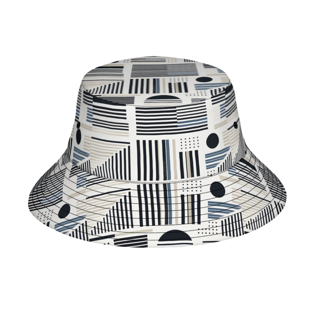 Minimalistic Black And White Double-Sided Unisex Polyester Bucket Hat
