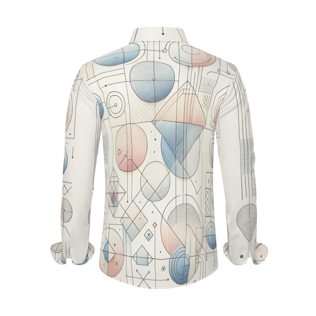 Minimalistic Geometric Shapes Men's Classic Long-Sleeved Shirt | Polyester