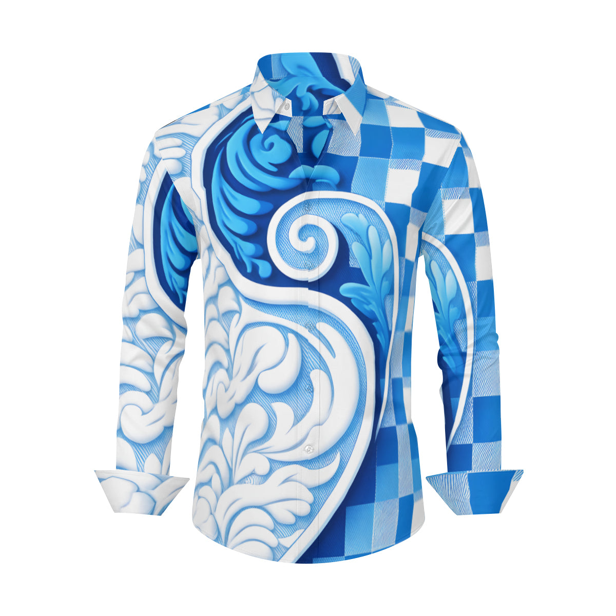 Blue Wave Long Sleeves Men's Shirt