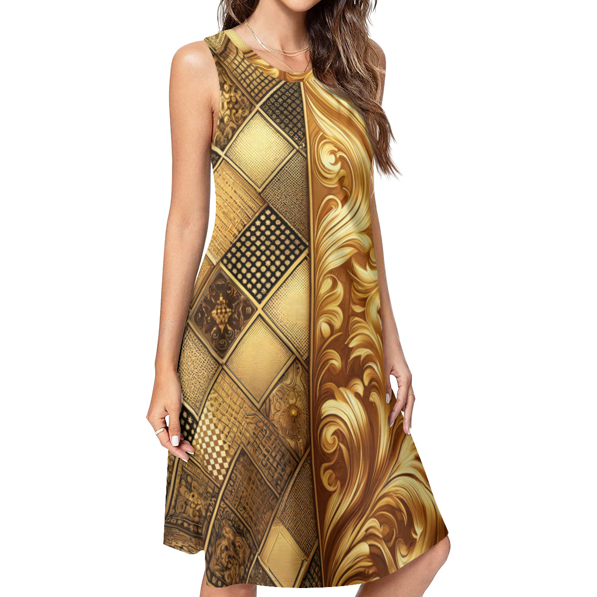 Golden Luxury Women's Casual Dress | Polyester