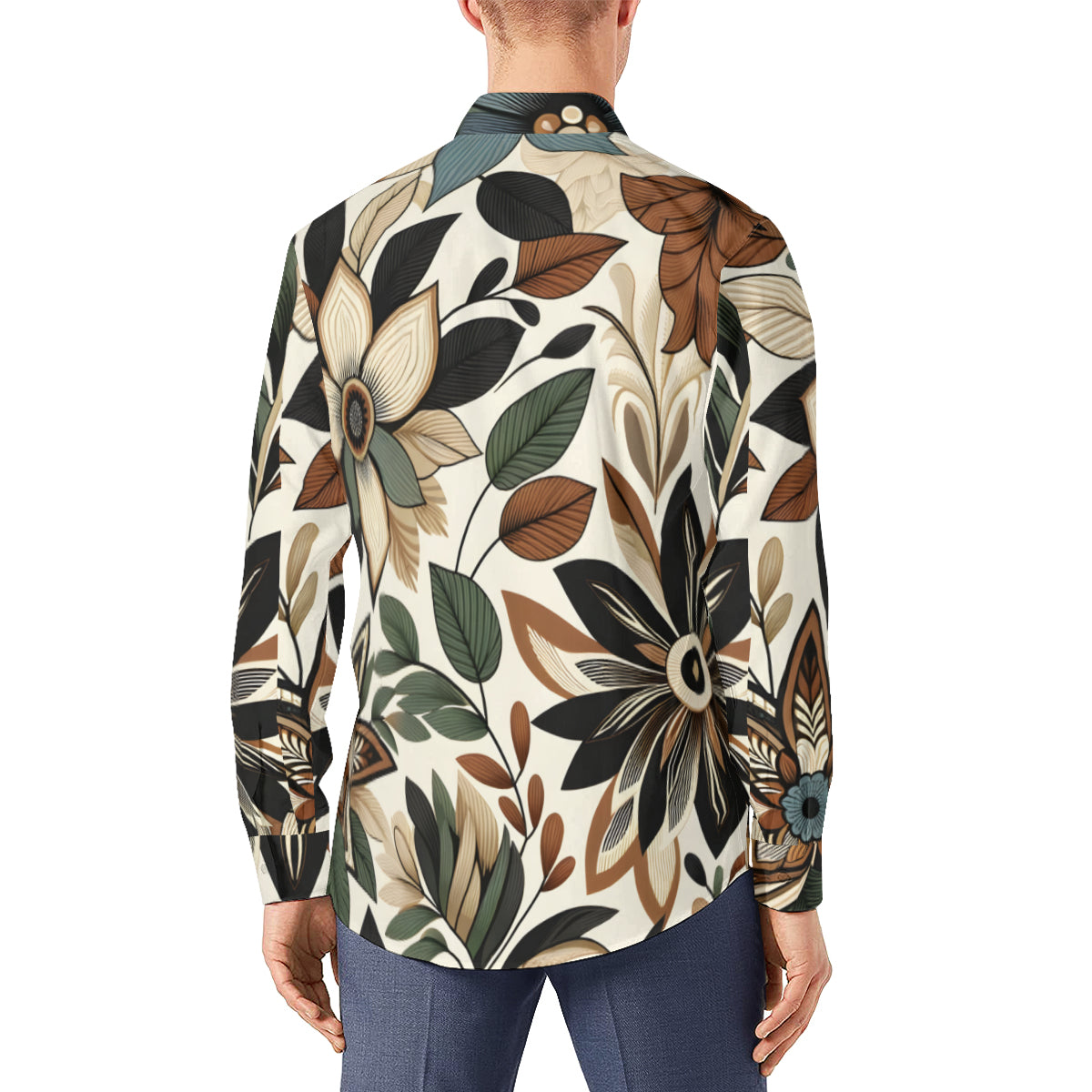 Botanical Leaves Long Sleeves Men's Shirt