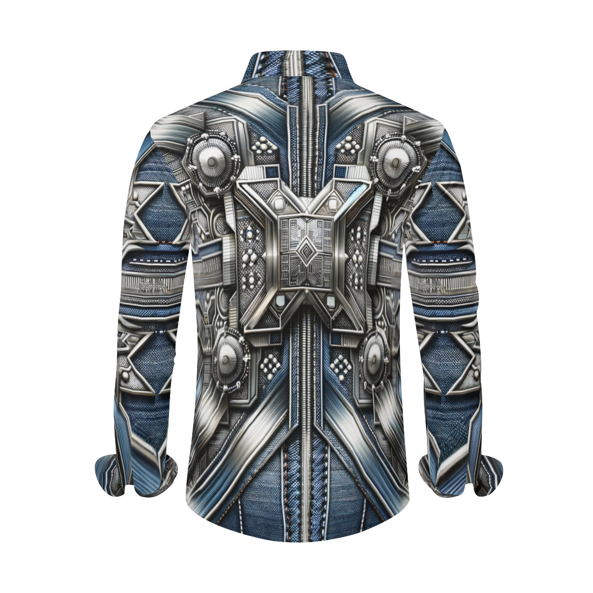 Metallic Denim Long Sleeves Men's Shirt