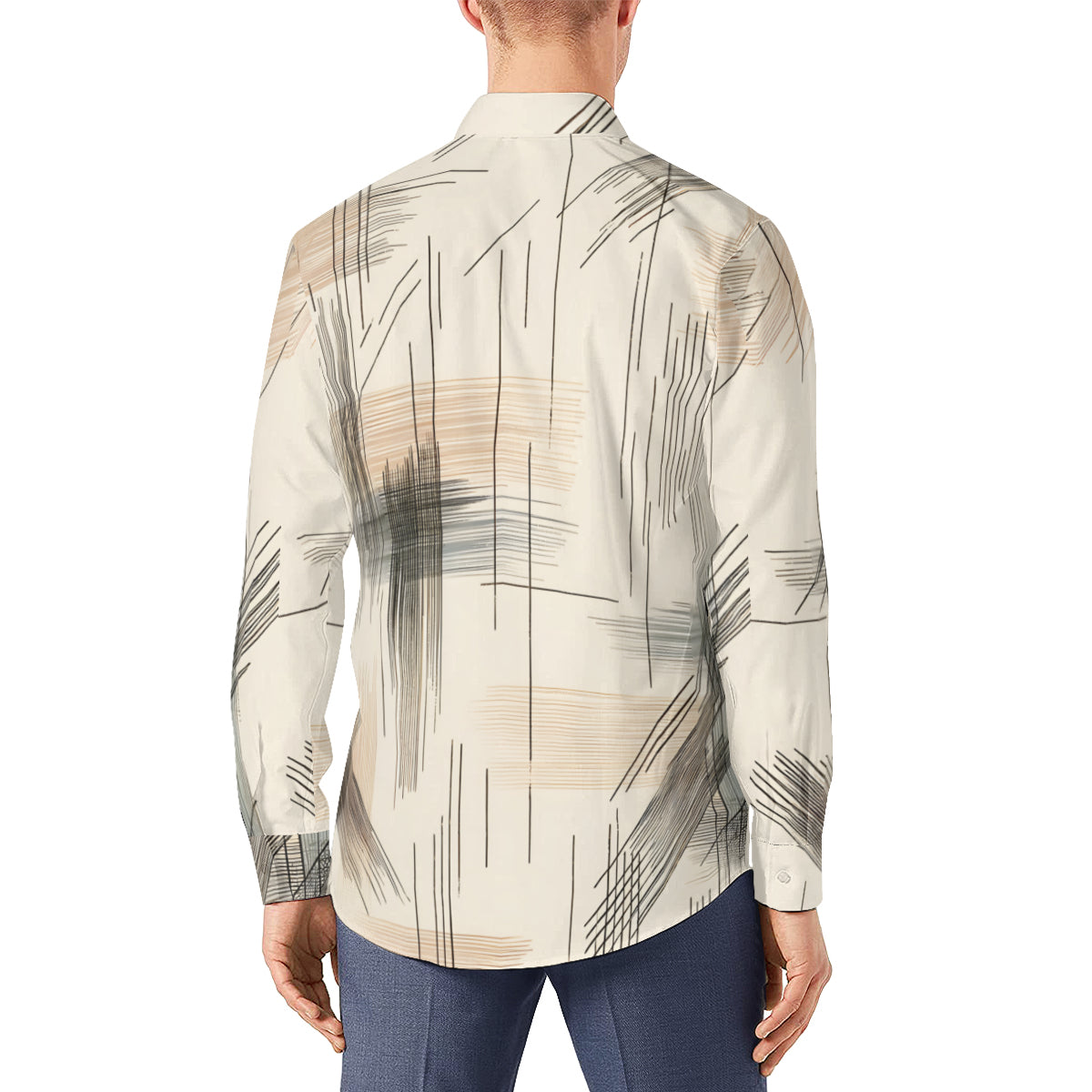 Minimalistic Abstract Long Sleeves Men's Shirt