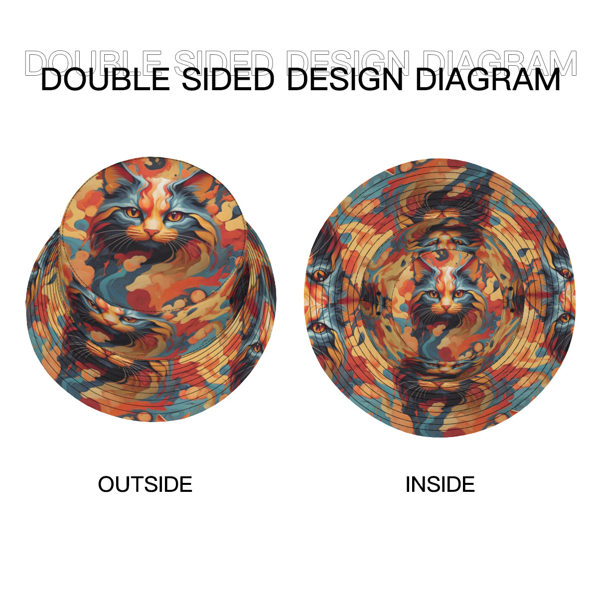 Cat Lovers Double-Sided Unisex Polyester Bucket Hat