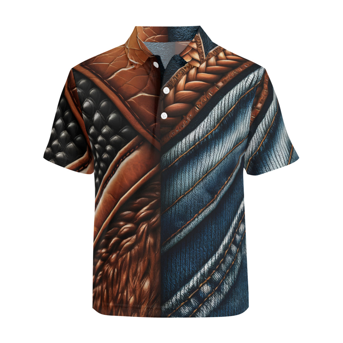 Denim And Leather Men's Premium European Size POLO Shirt | 95% Polyester+5% Spandex