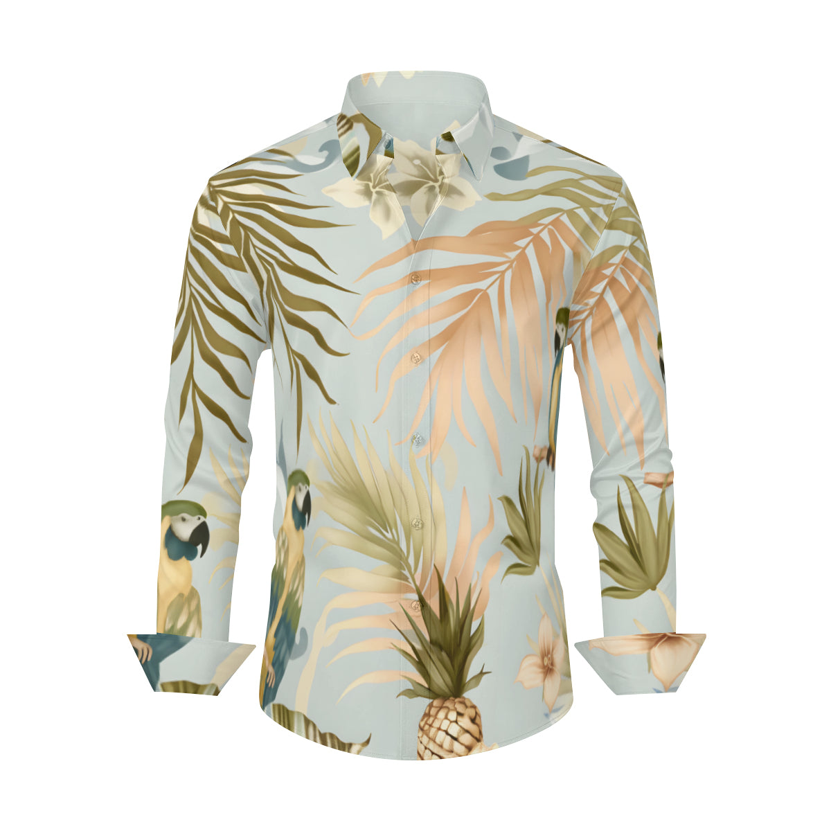 Floral Men's Classic Long-Sleeved Shirt | Polyester
