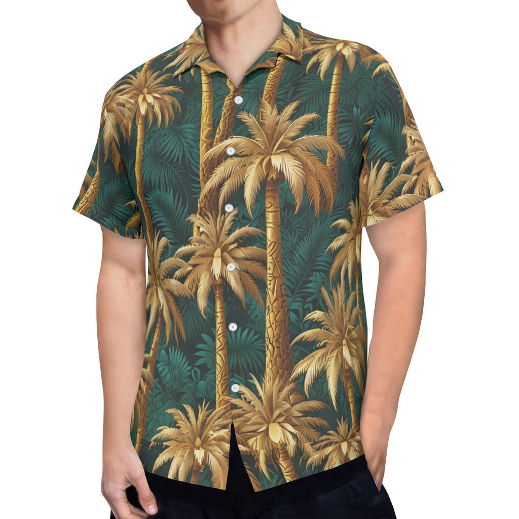 Golden Coconut Trees Men's Short Sleeves Shirt