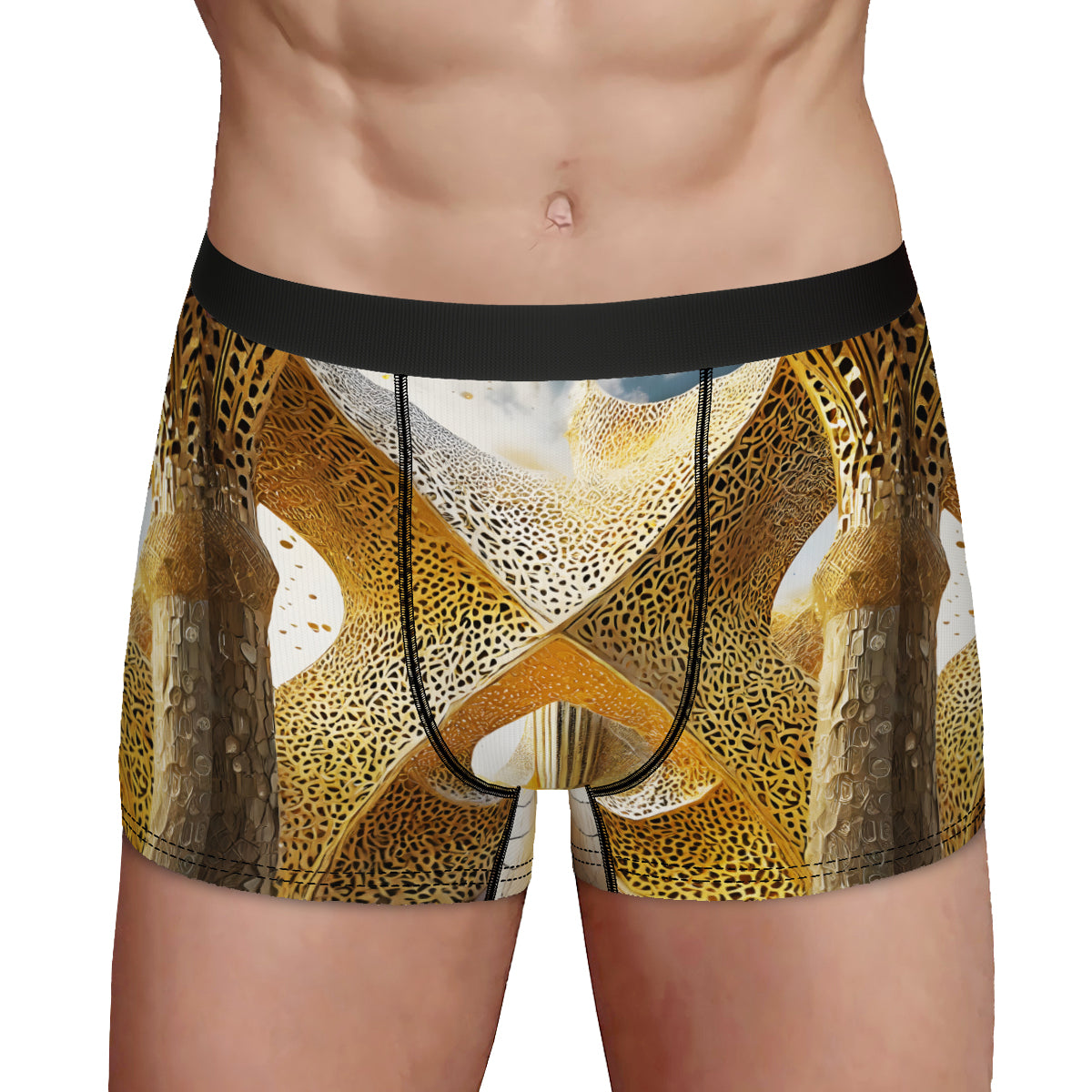 Golden Architechtural Design  Men's Underwear (Multi-Faceted Design)