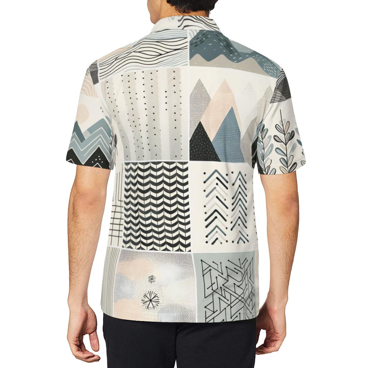 Minimalistic Geometric Men's Premium European Size POLO Shirt | 95% Polyester+5% Spandex
