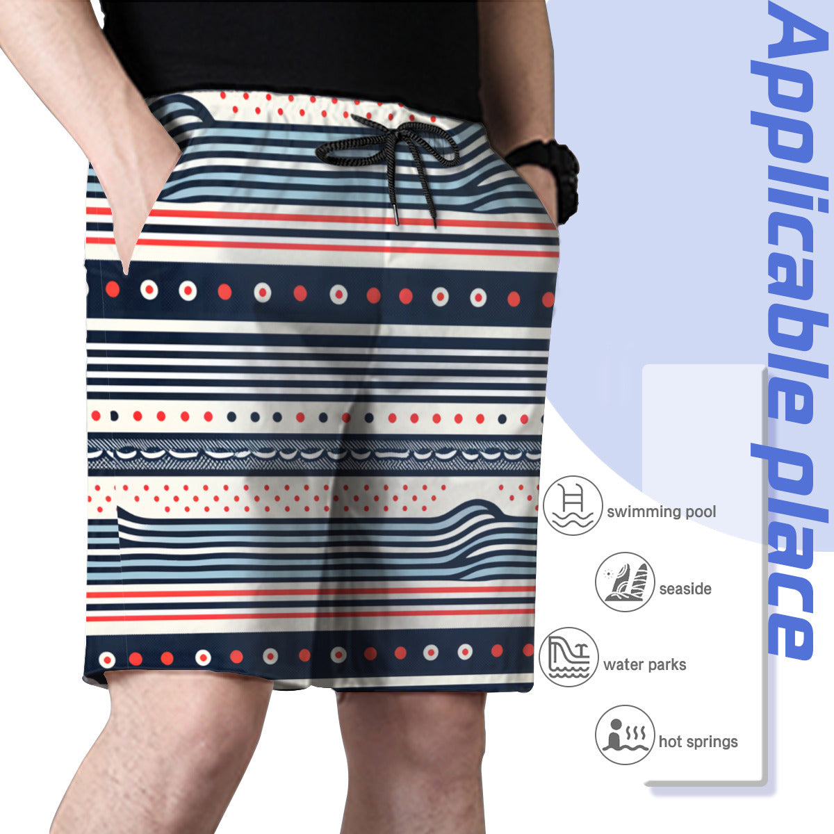 Abstract Dotted Men's Beach Shorts (Not Mesh Lined) | Polyester