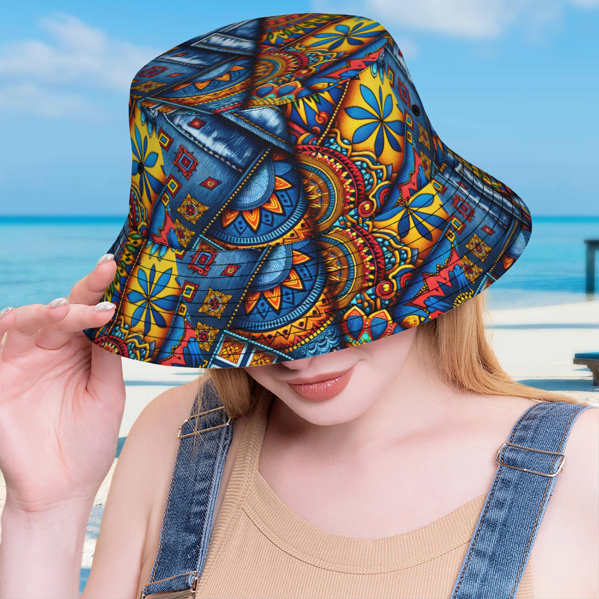 Denim And Dashiki Double-Sided Unisex Polyester Bucket Hat