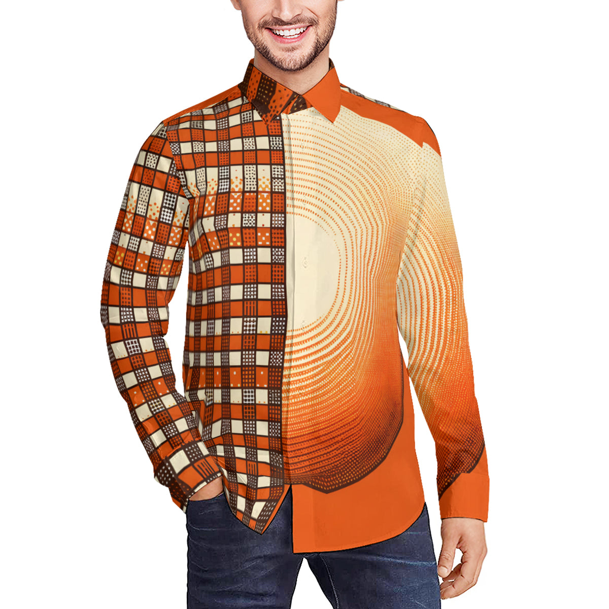 Orange Long Sleeves Men's Shirt