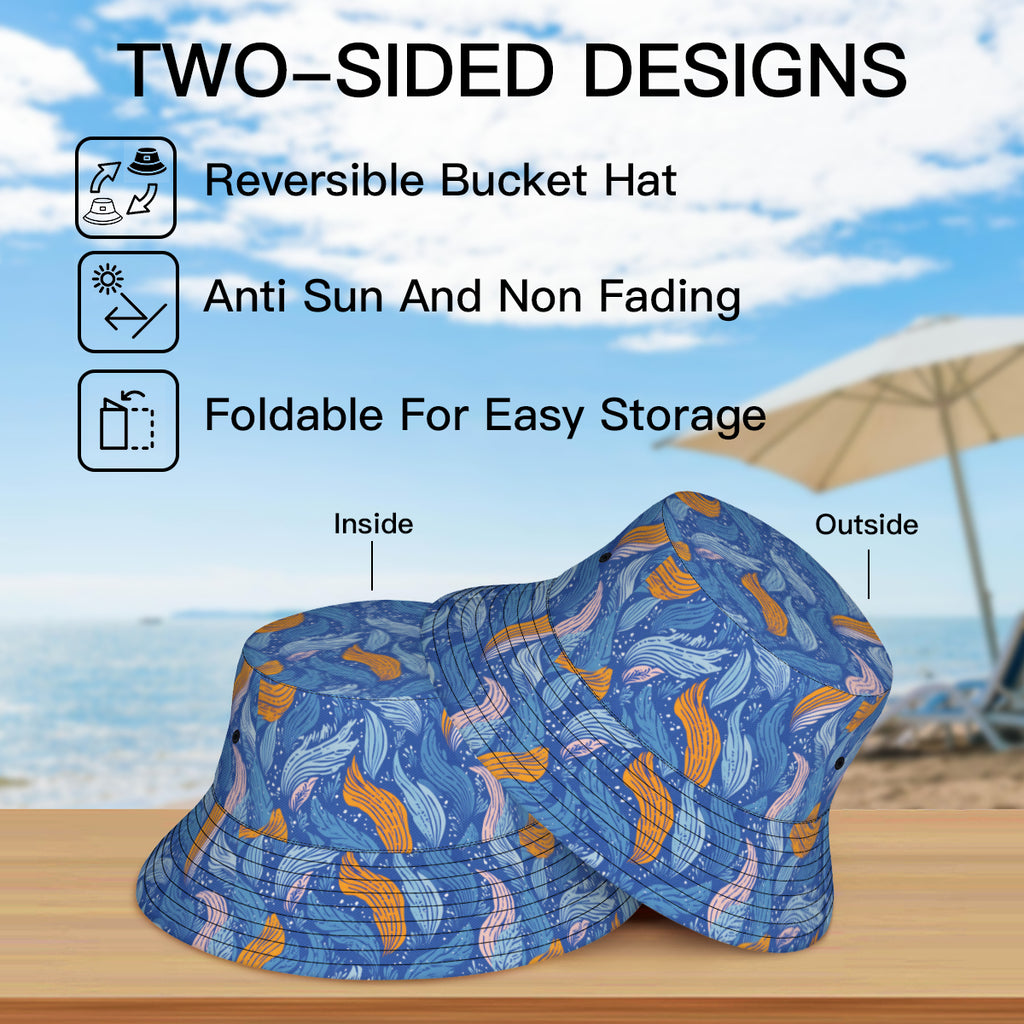Abstract Denim Double-Sided Unisex Polyester Bucket Hat