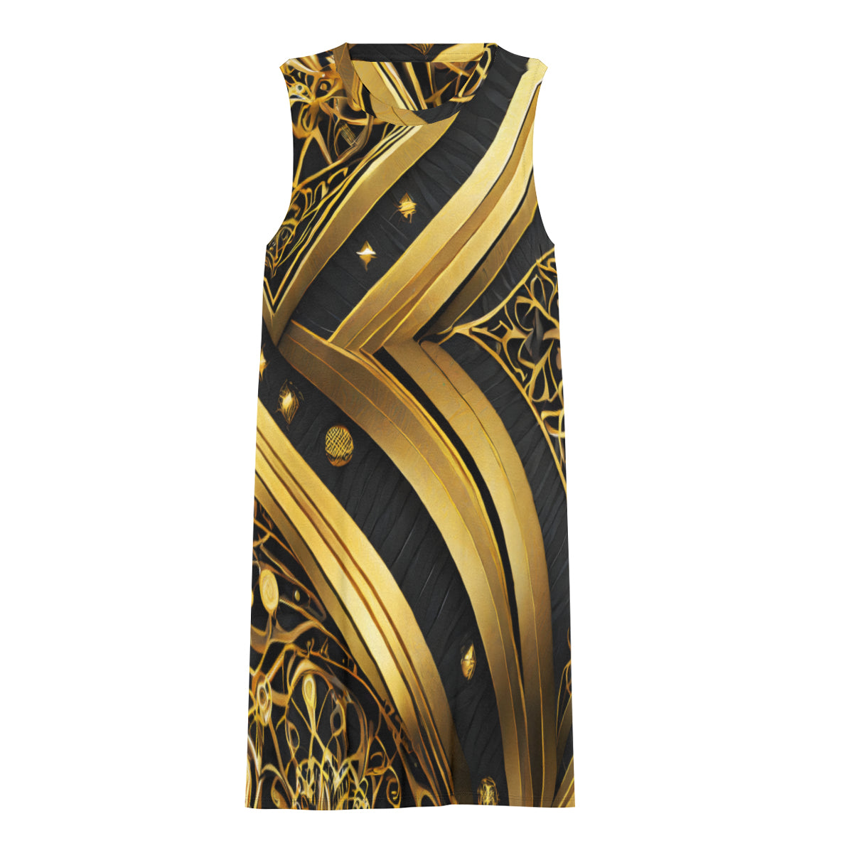 Elegant Gold Women's Casual Dress | Polyester