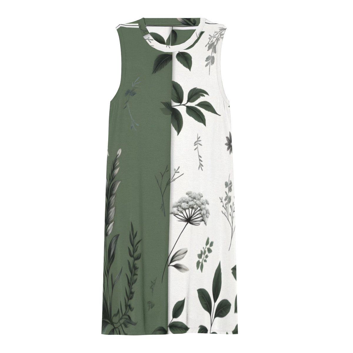 Green Floral Women's Casual Dress | Polyester