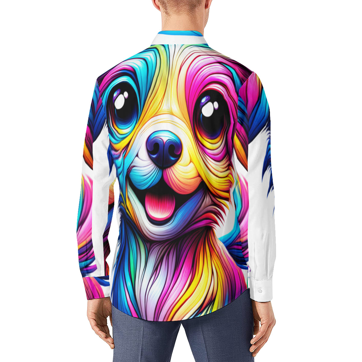 Dog Men's Classic Long-Sleeved Shirt | Polyester
