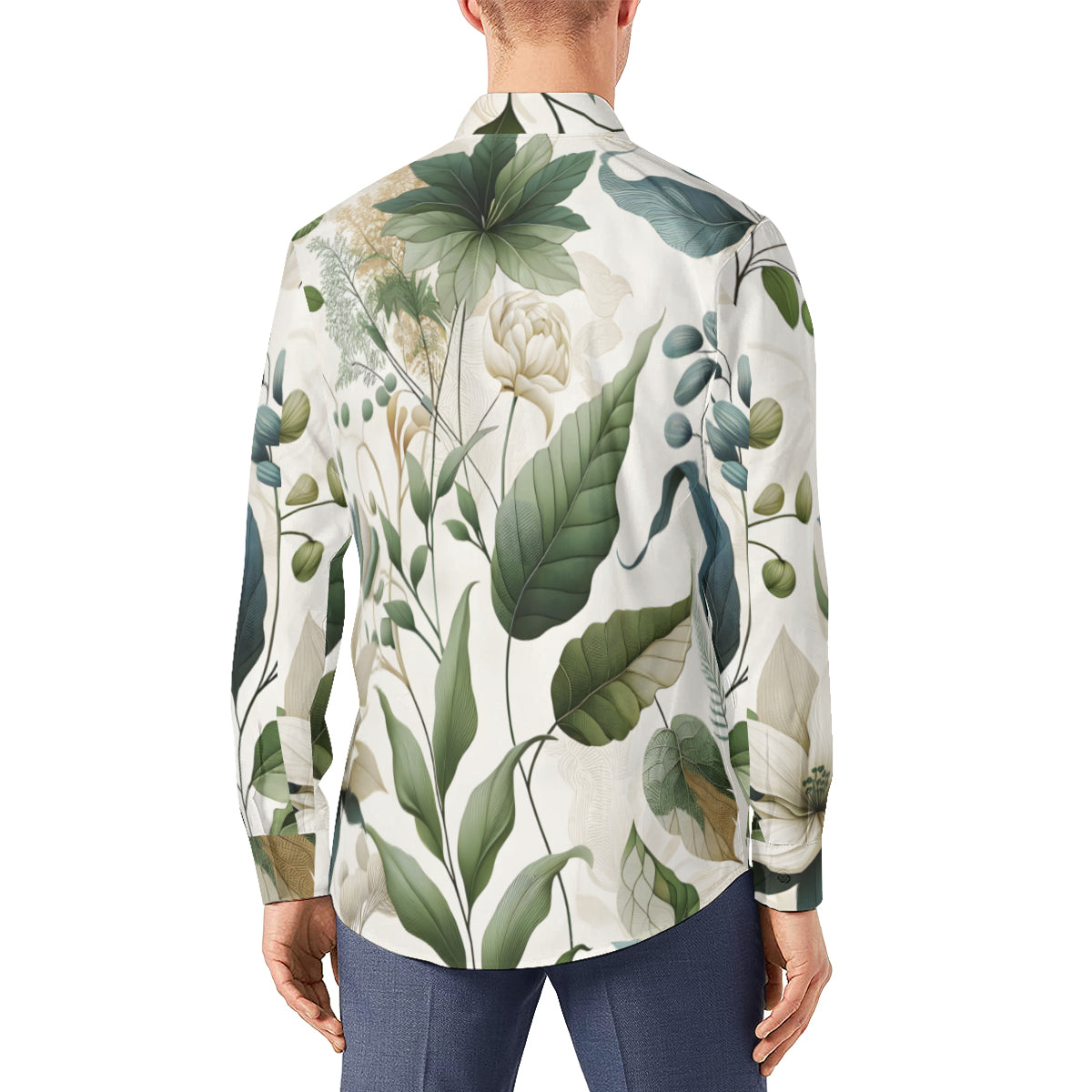 Floral Men's Classic Long-Sleeved Shirt | Polyester