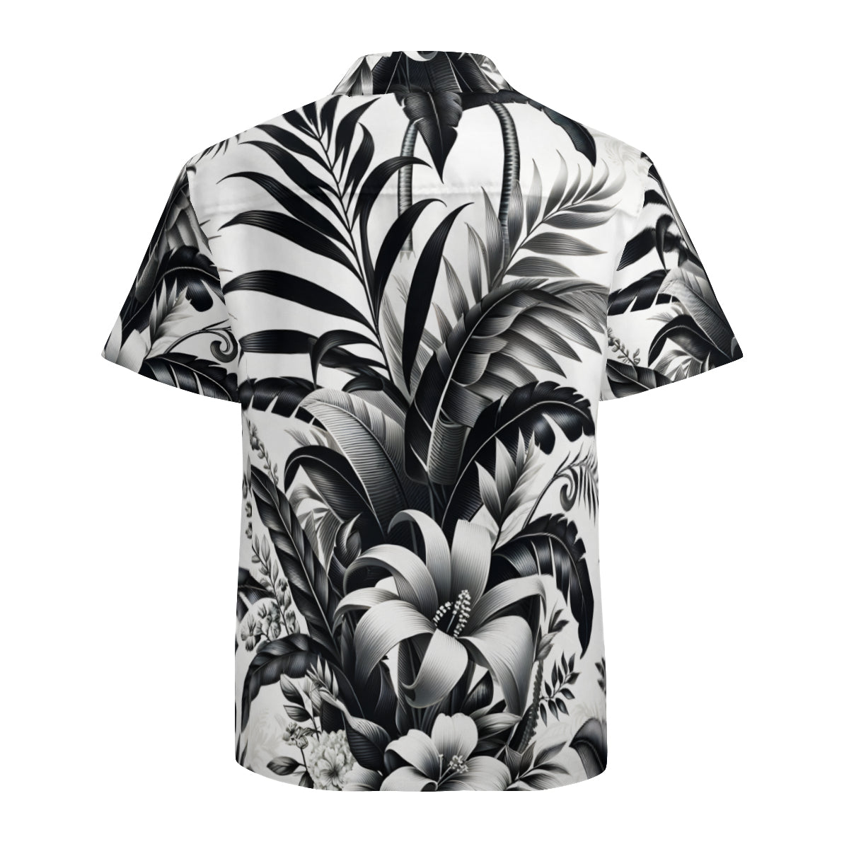 Tropical Black And White Short Sleeves Men's Shirt