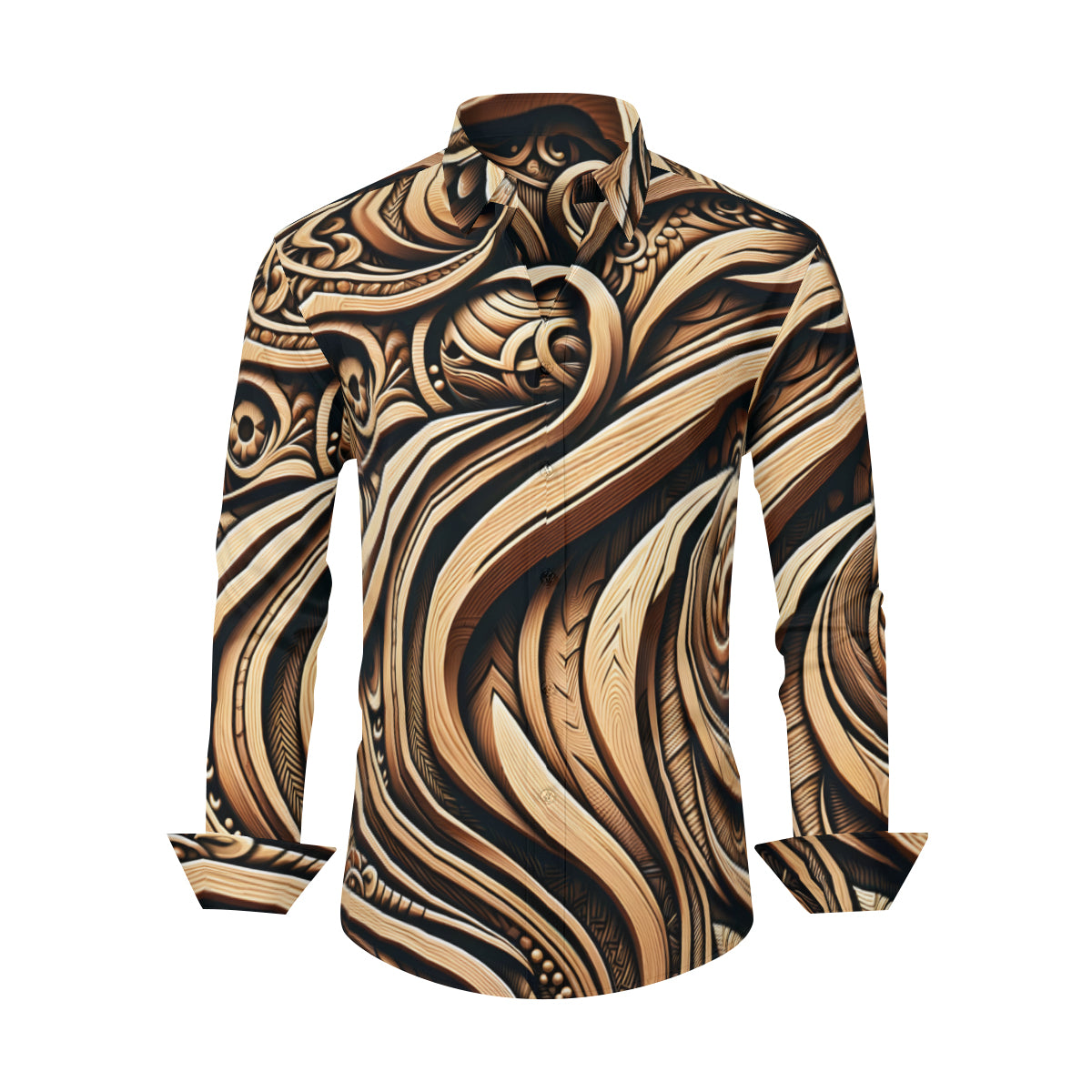 Carving Design Men's Classic Long-Sleeved Shirt | Polyester