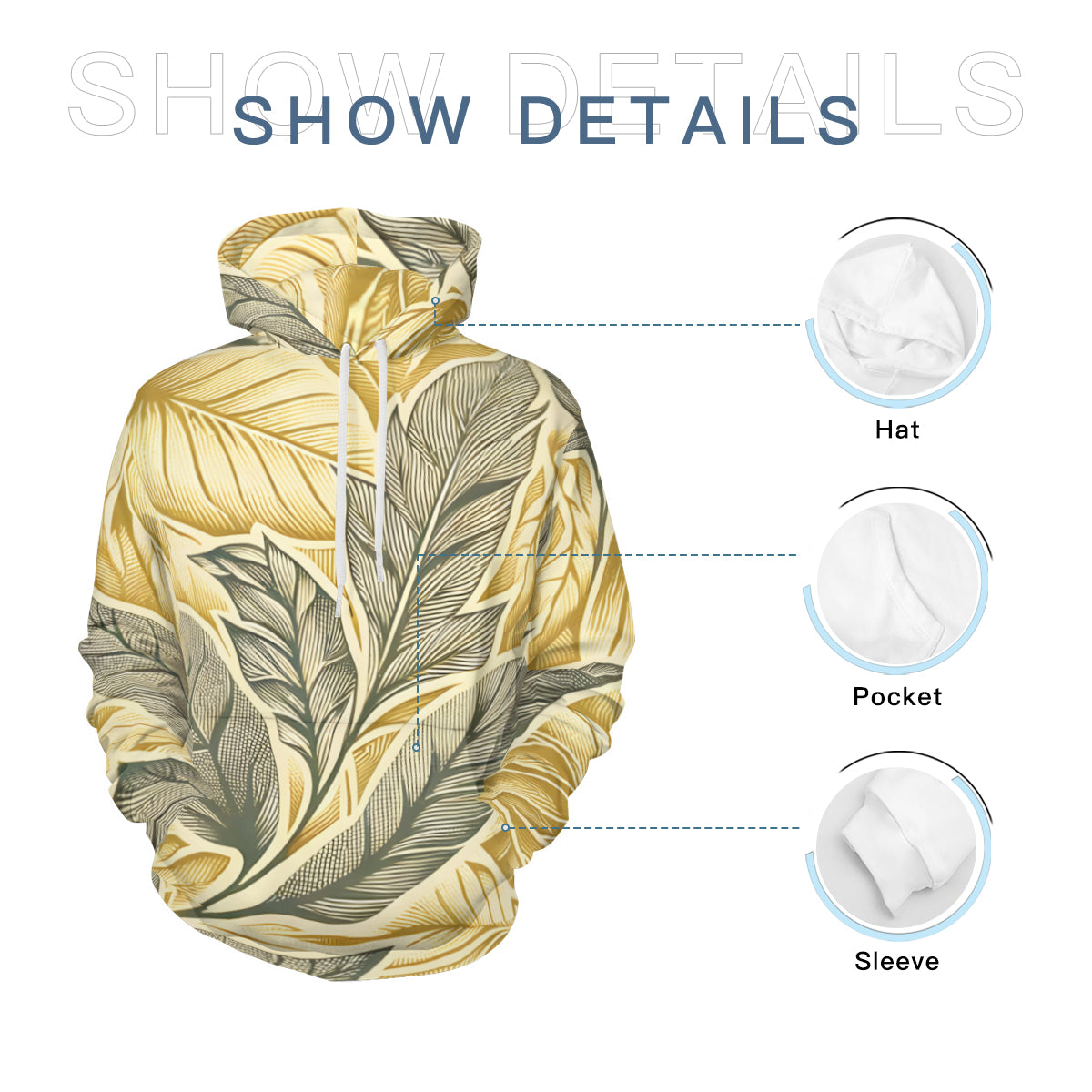 Golden Leaves Men's Adult Hoodie Set (Double-Layer Hood) | Health Fabric