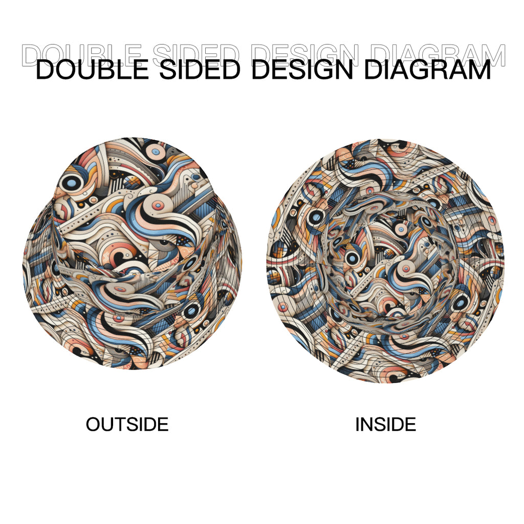 Abstract Double-Sided Unisex Polyester Bucket Hat