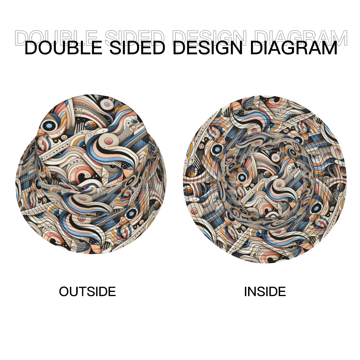 Abstract Double-Sided Unisex Polyester Bucket Hat