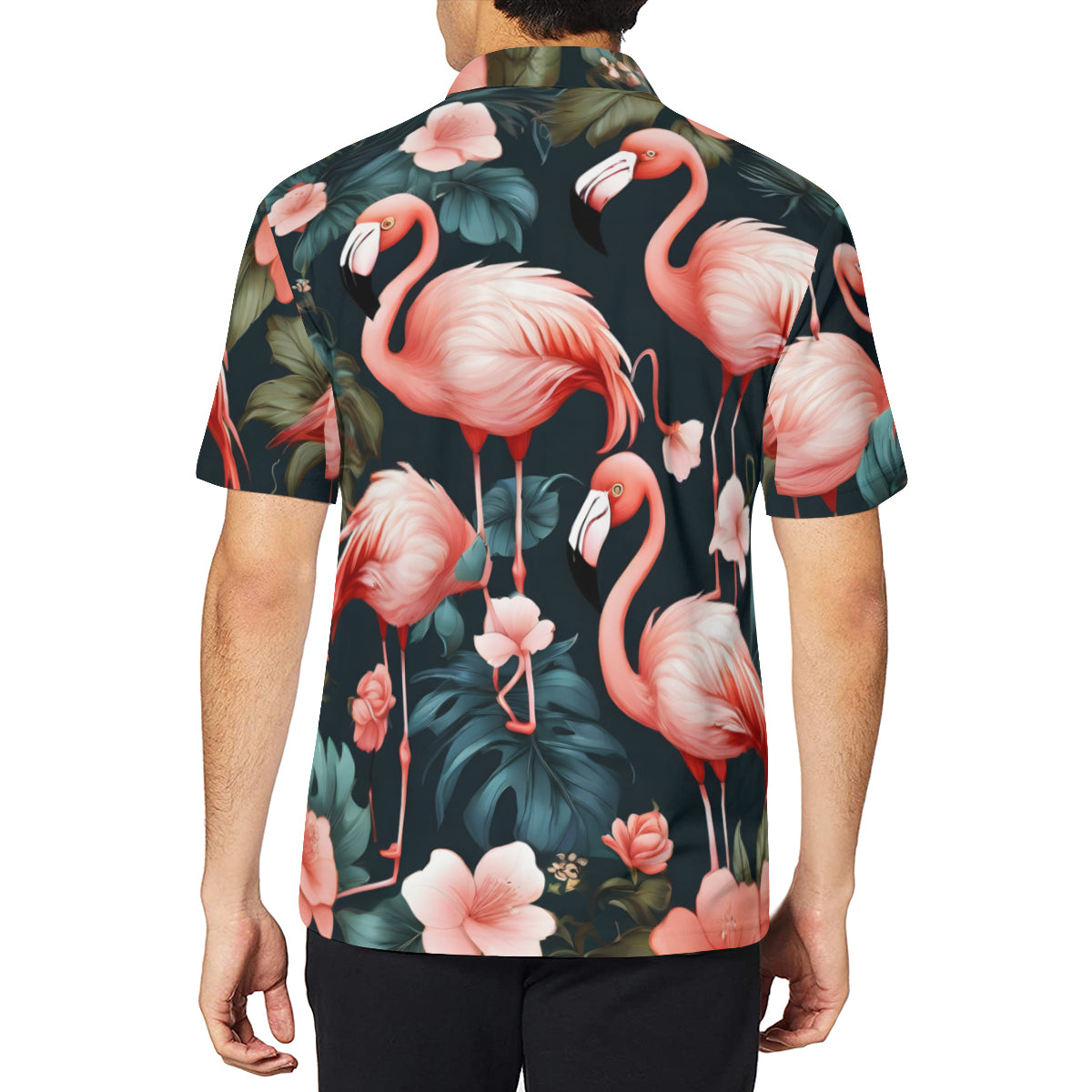 Flamingo  Men's Premium European Size POLO Shirt | 95% Polyester+5% Spandex