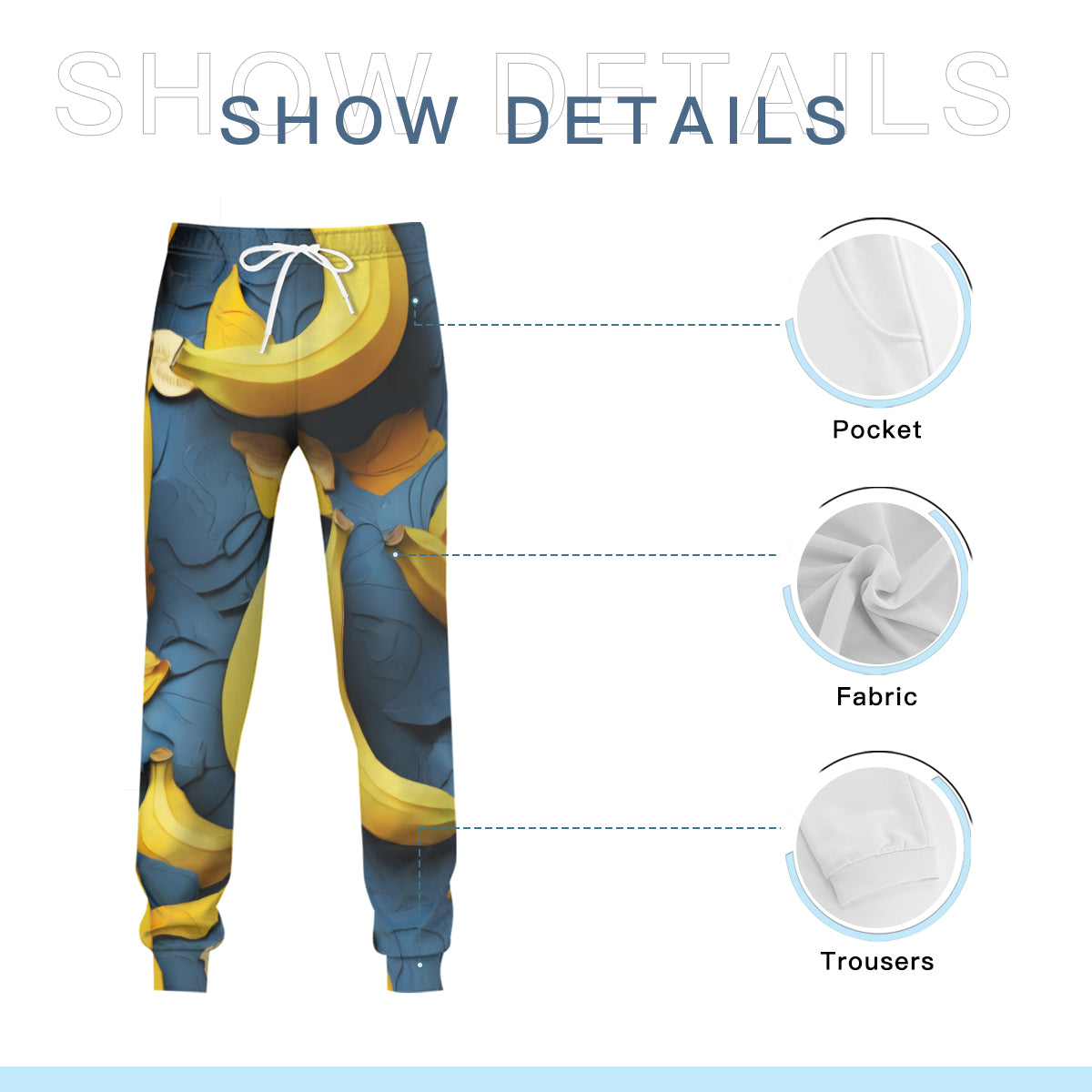 Banana Men's Adult Hoodie Set (Double-Layer Hood) | Health Fabric
