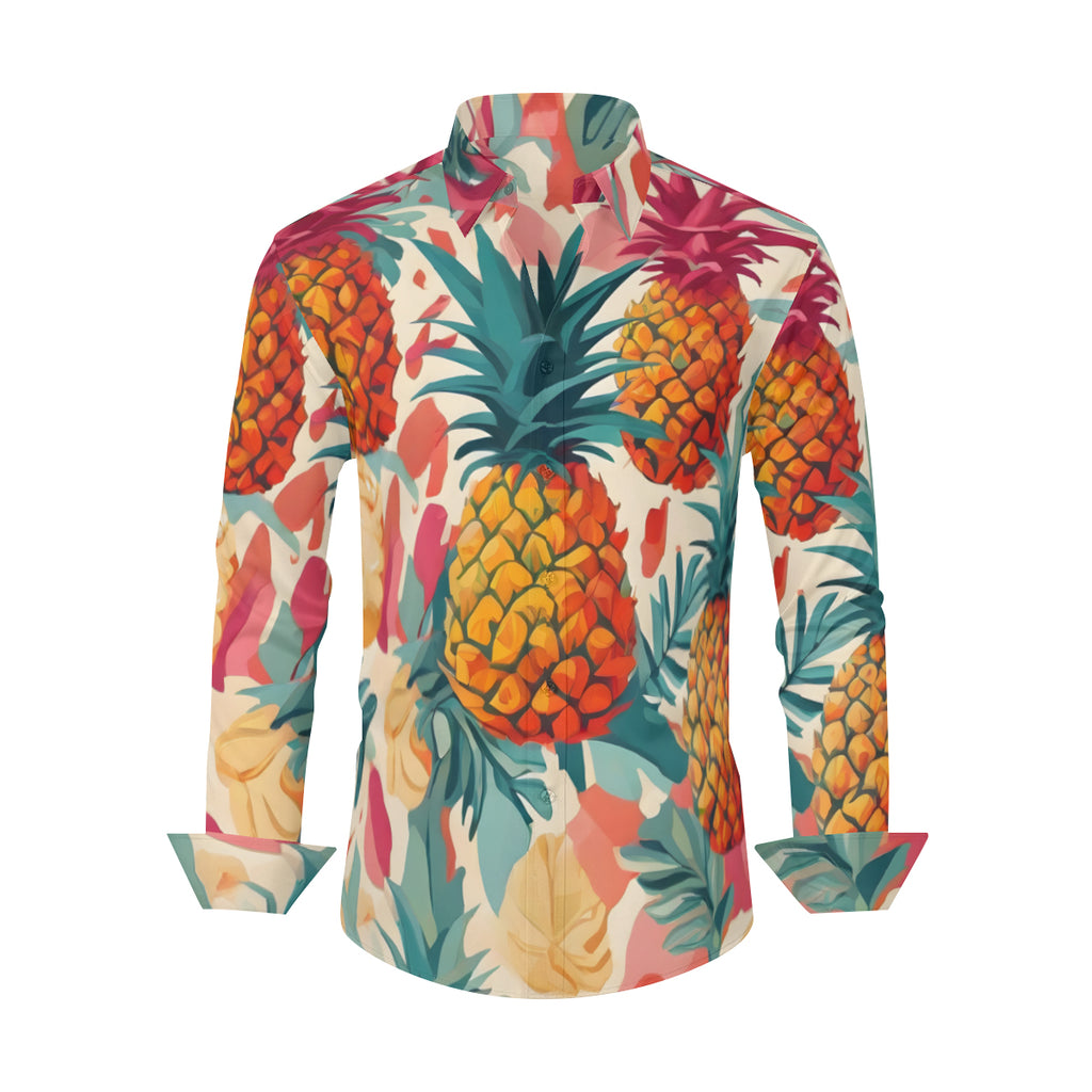 Pineapple Men's Classic Long-Sleeved Shirt | Polyester