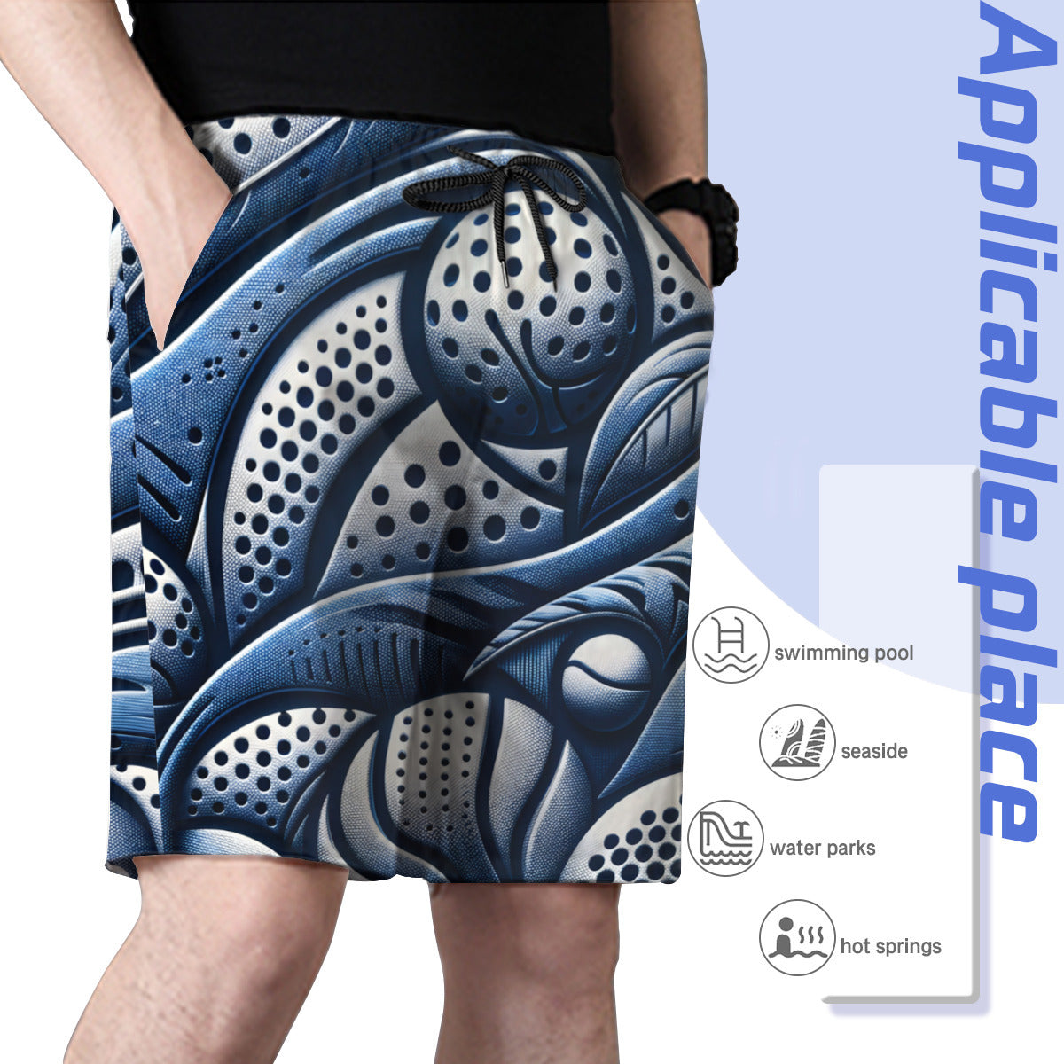 Abstract Denim Men's Beach Shorts (Not Mesh Lined) | Polyester