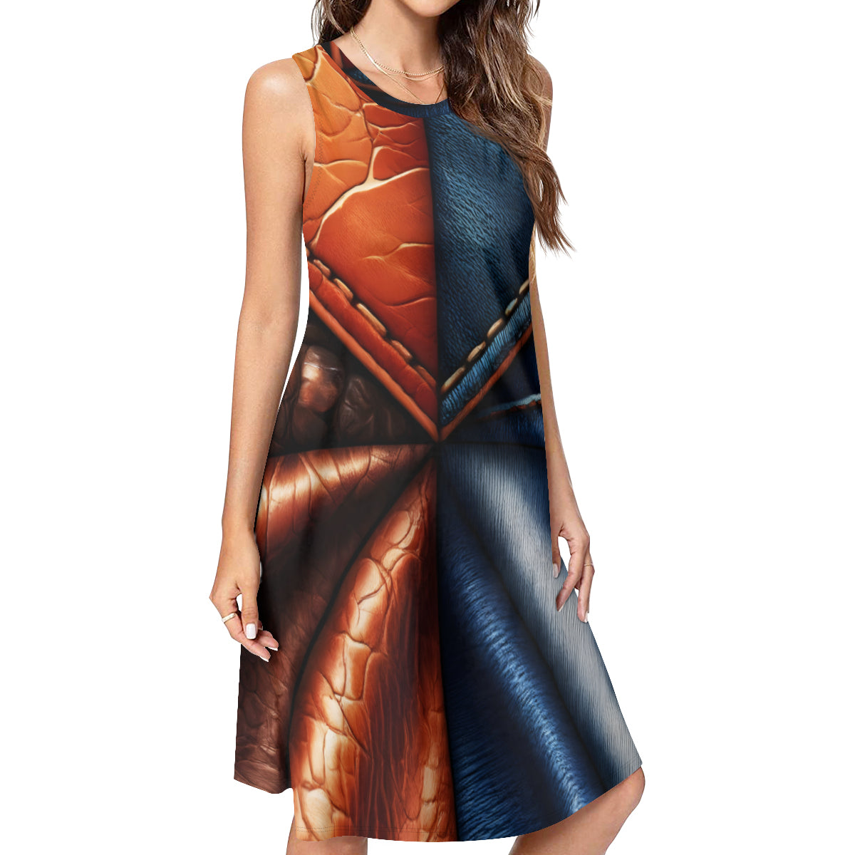 Deanim Leather Harmony Design Women's Casual Dress | Polyester