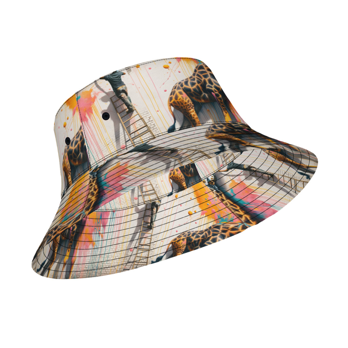 Giraffe Painting Double-Sided Unisex Polyester Bucket Hat