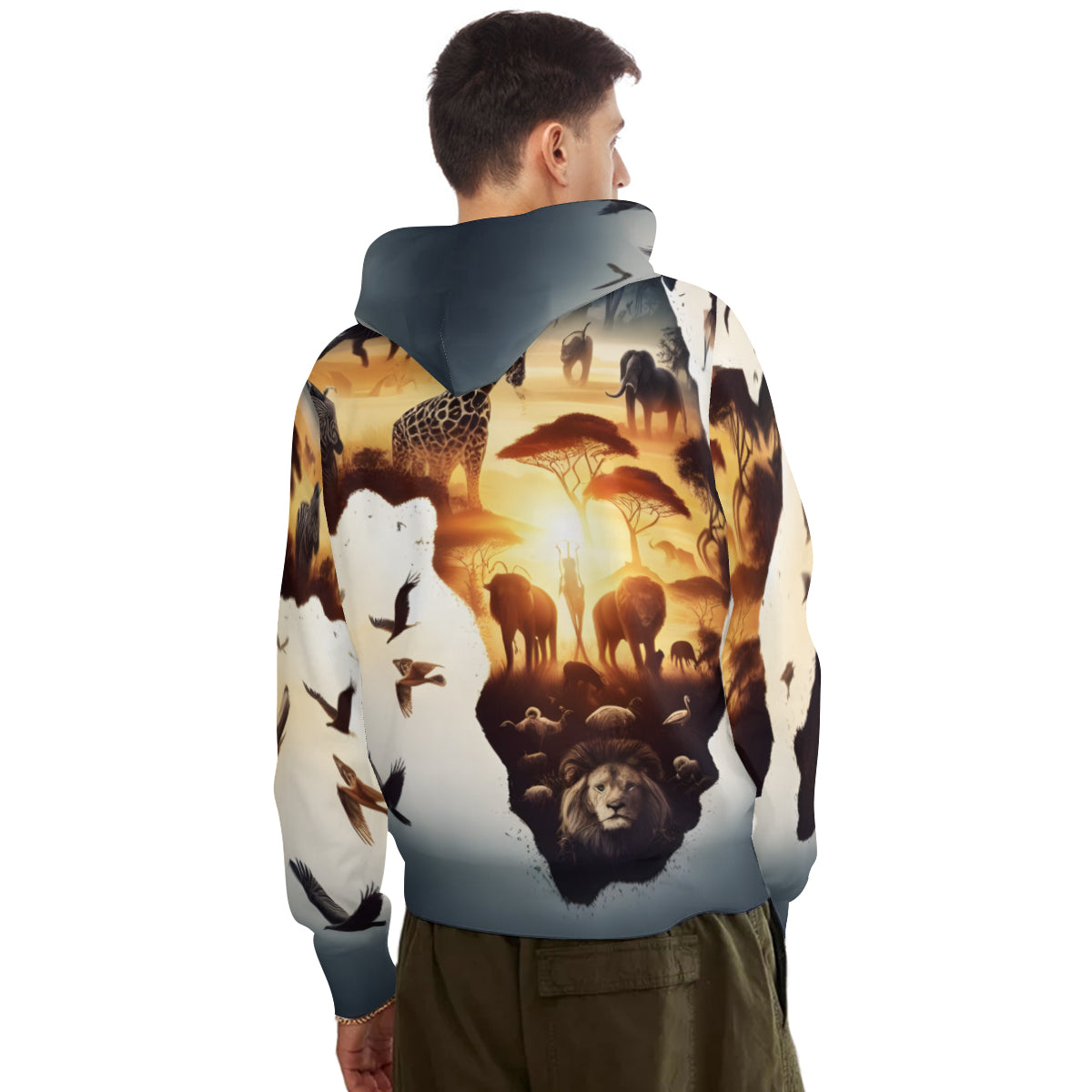 Africa Men's Adult Hoodie Set (Double-Layer Hood) | Health Fabric