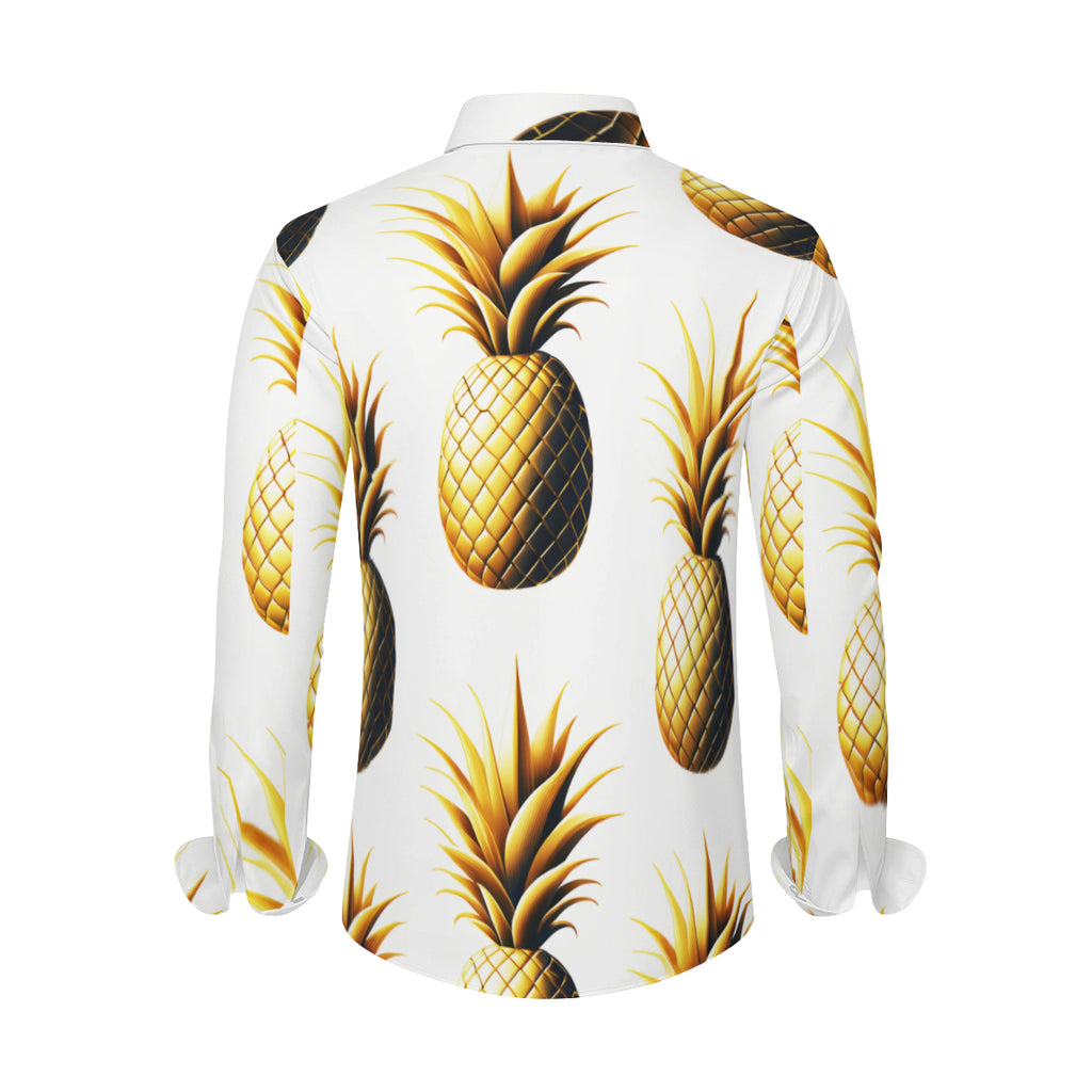 Golden Pineapple Men's Classic Long-Sleeved Shirt | Polyester