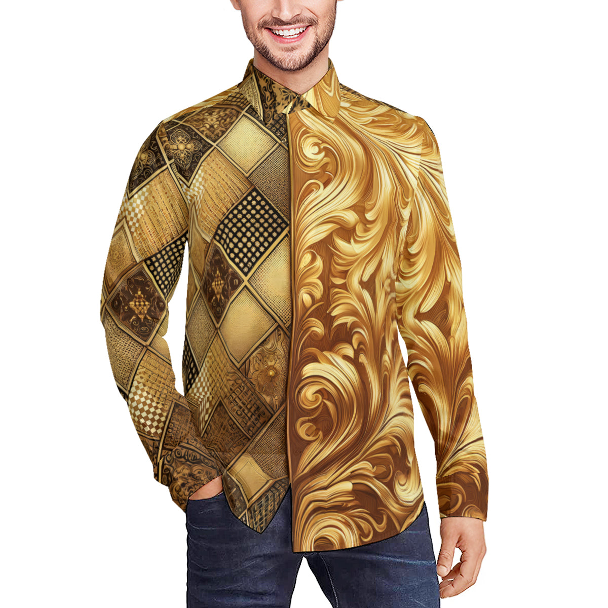 Golden Luxury Long Sleeves Men's Shirt