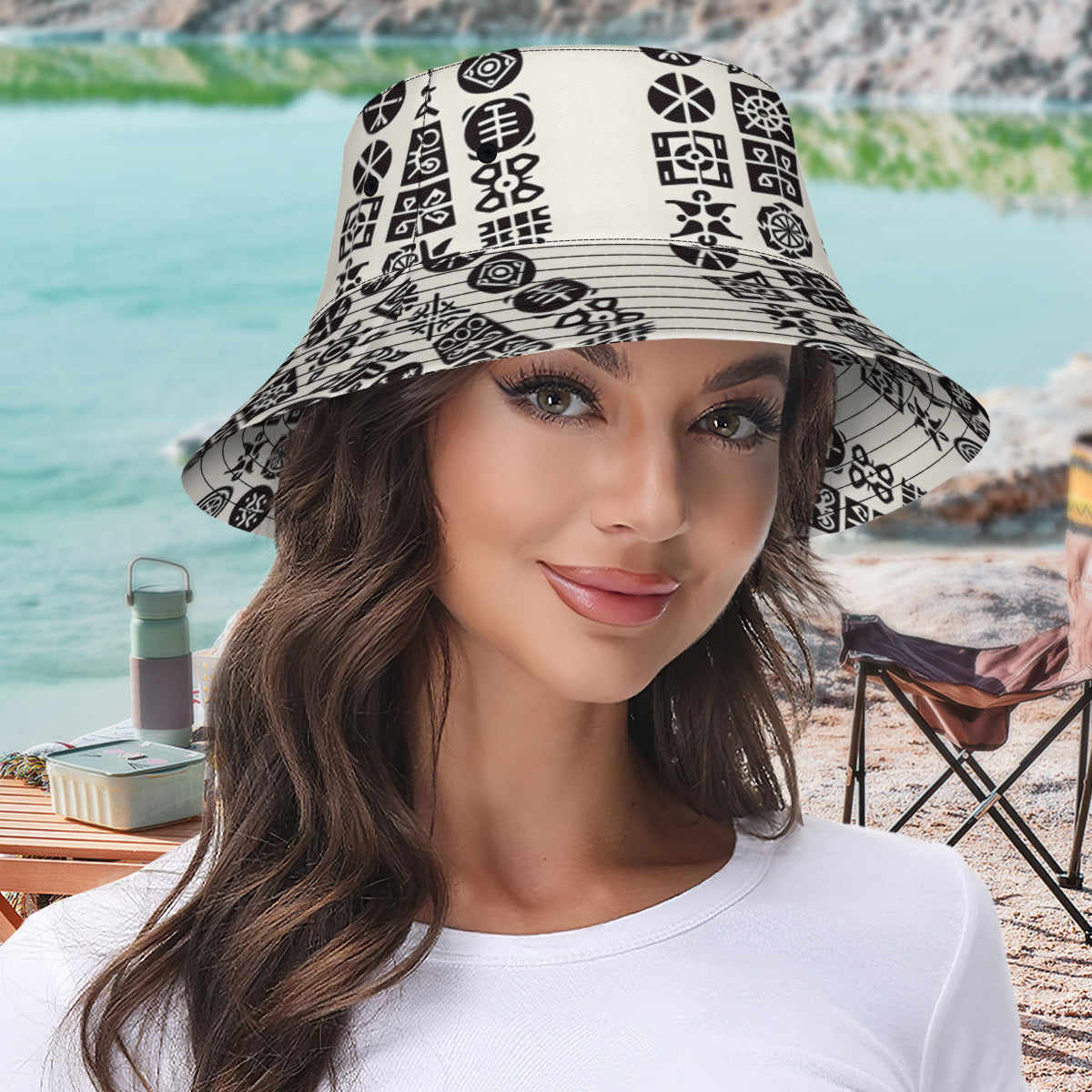 African Motifs Double-Sided Unisex Polyester Bucket Hat