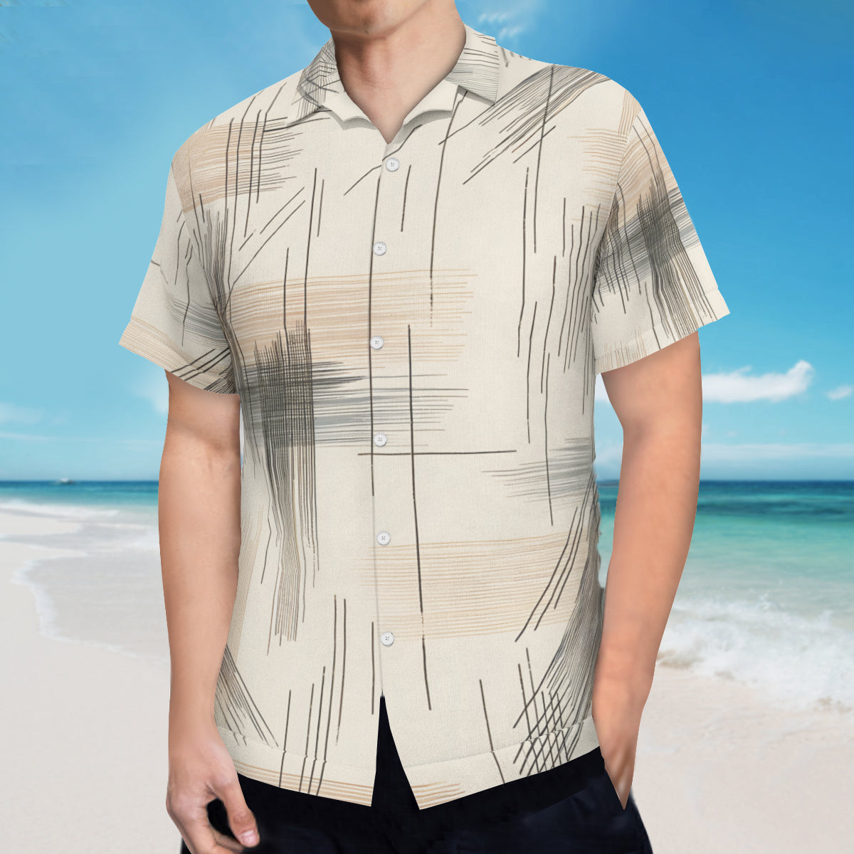 Minimalistic Abstract Short Sleeves Men's Shirt