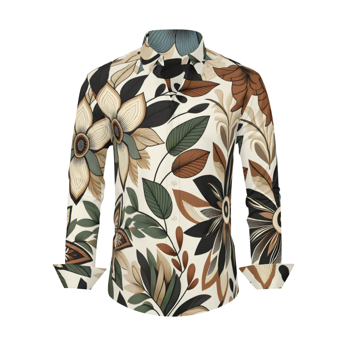 Botanical Leaves Long Sleeves Men's Shirt