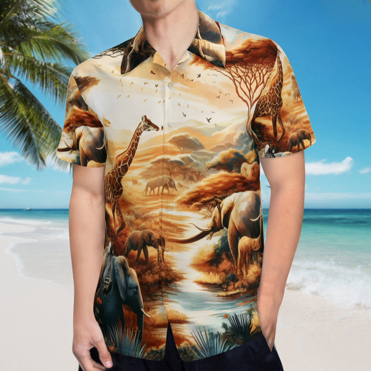 Animal Sunset Short Sleeves Men's Shirt