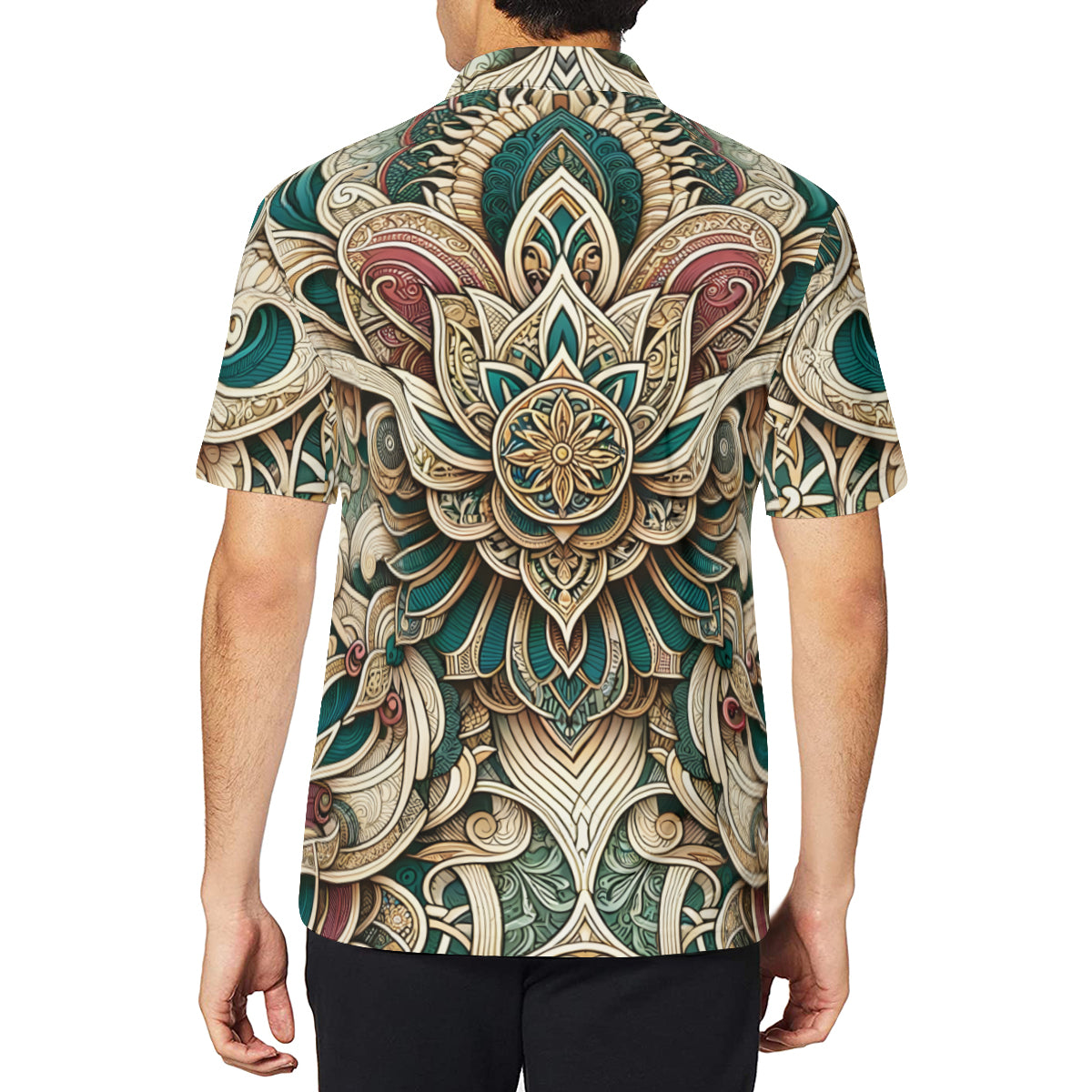 Intricate Luxury Pattern Men's Premium European Size POLO Shirt | 95% Polyester+5% Spandex