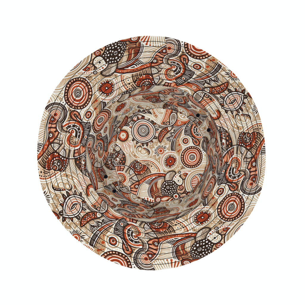 Aboriginal Doodle Pattern Double-Sided Unisex Polyester Bucket Hat