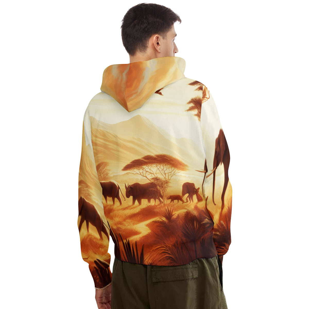 African Sunset Men's Adult Hoodie Set (Double-Layer Hood) | Health Fabric