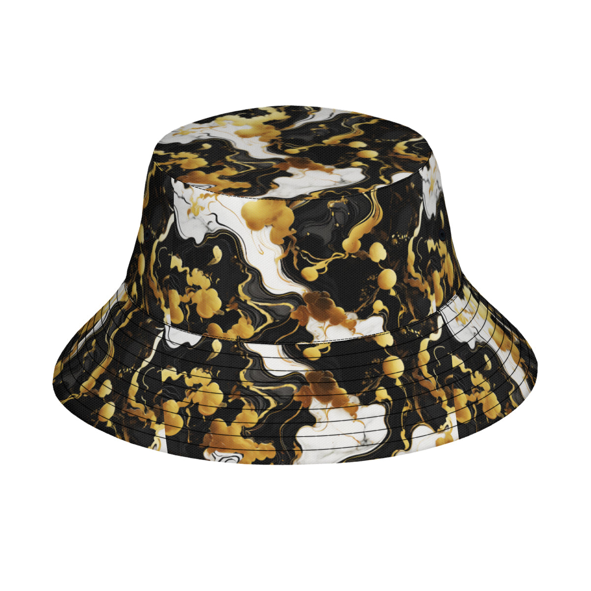 Marble Gold Black Double-Sided Unisex Polyester Bucket Hat