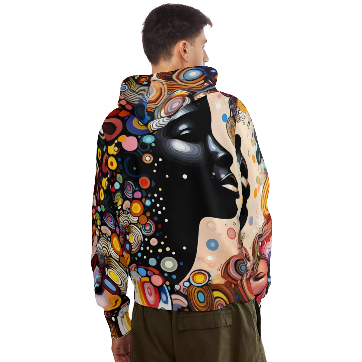 Abstract Afrocentric Men's Adult Hoodie Set (Double-Layer Hood) | Health Fabric
