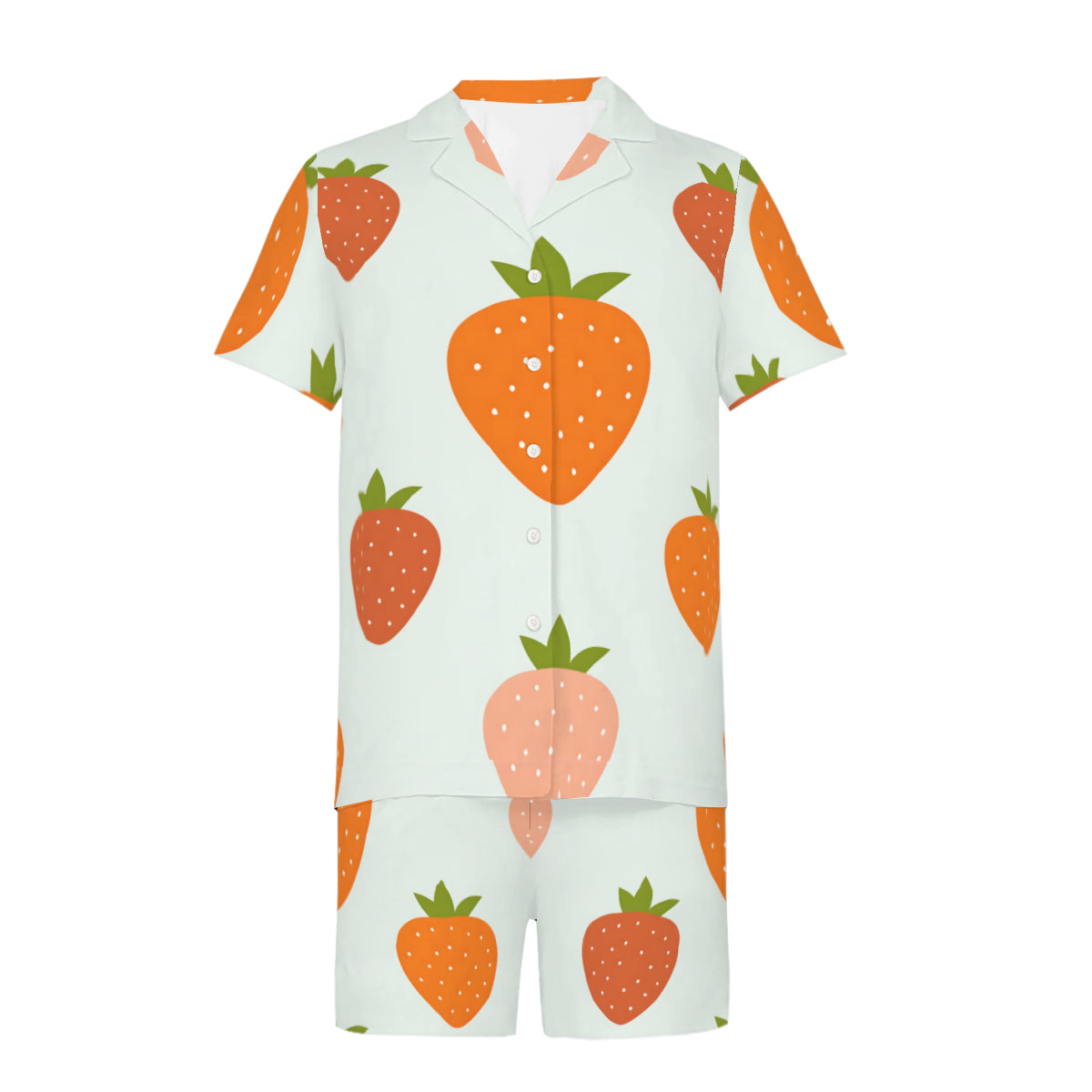 Strawberries Casual Shirt and Shorts (Multi-faceted Design) | Cotton-Like Polyester