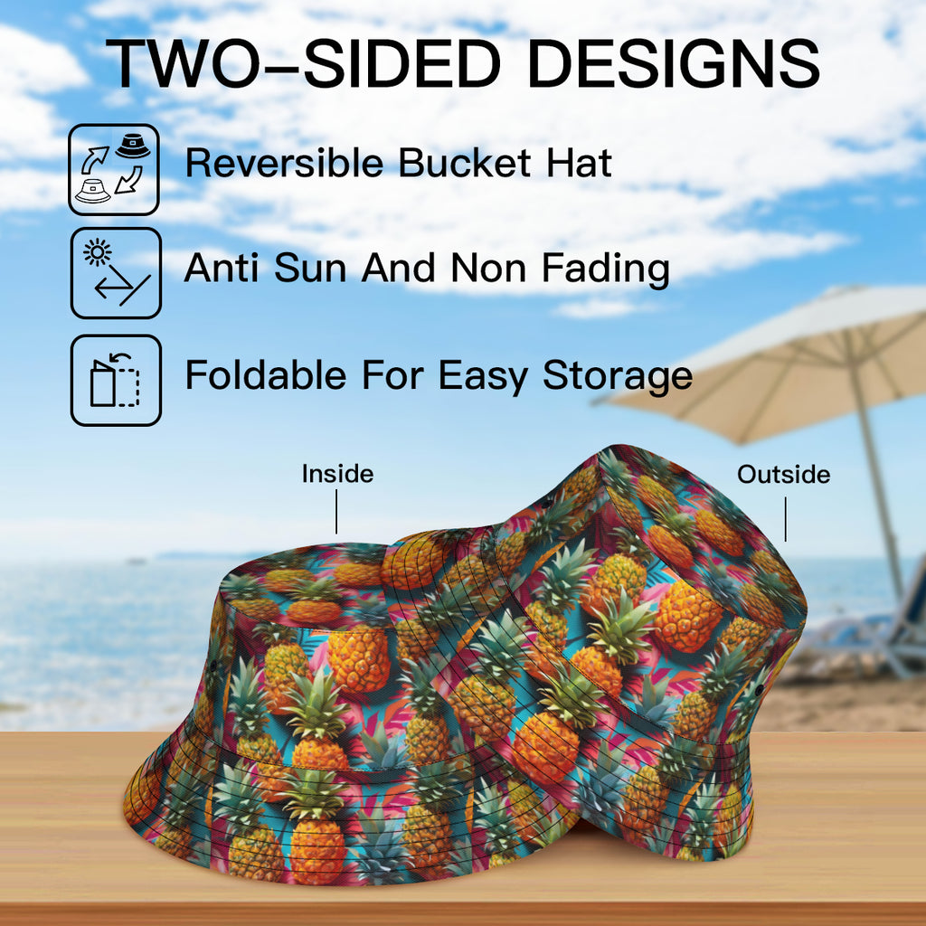 Pineapple Double-Sided Unisex Polyester Bucket Hat