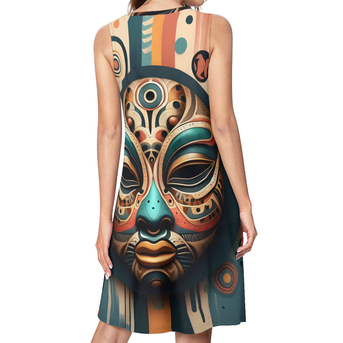African Mask  Women's Casual Dress | Polyester