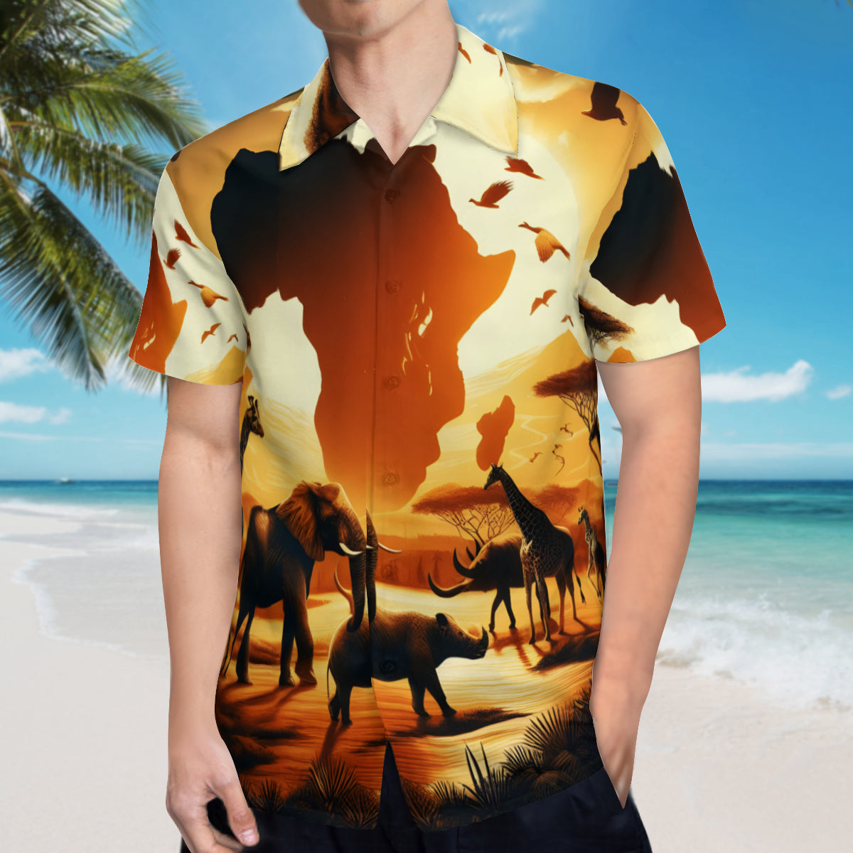 Africa Sunset Short Sleeves Men's Shirt